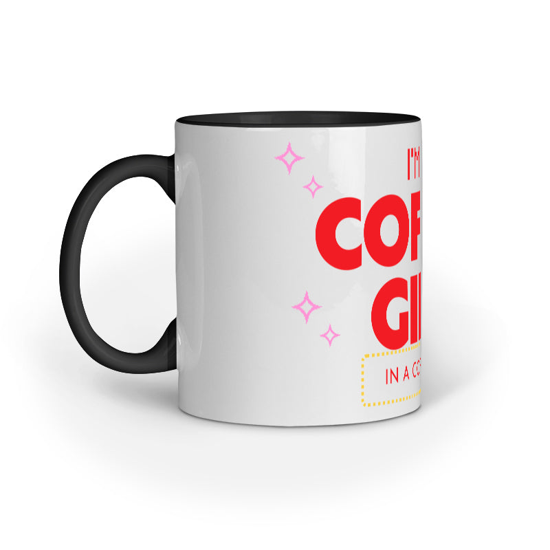 Mug with text 'I'm a coffee girl' on a white background